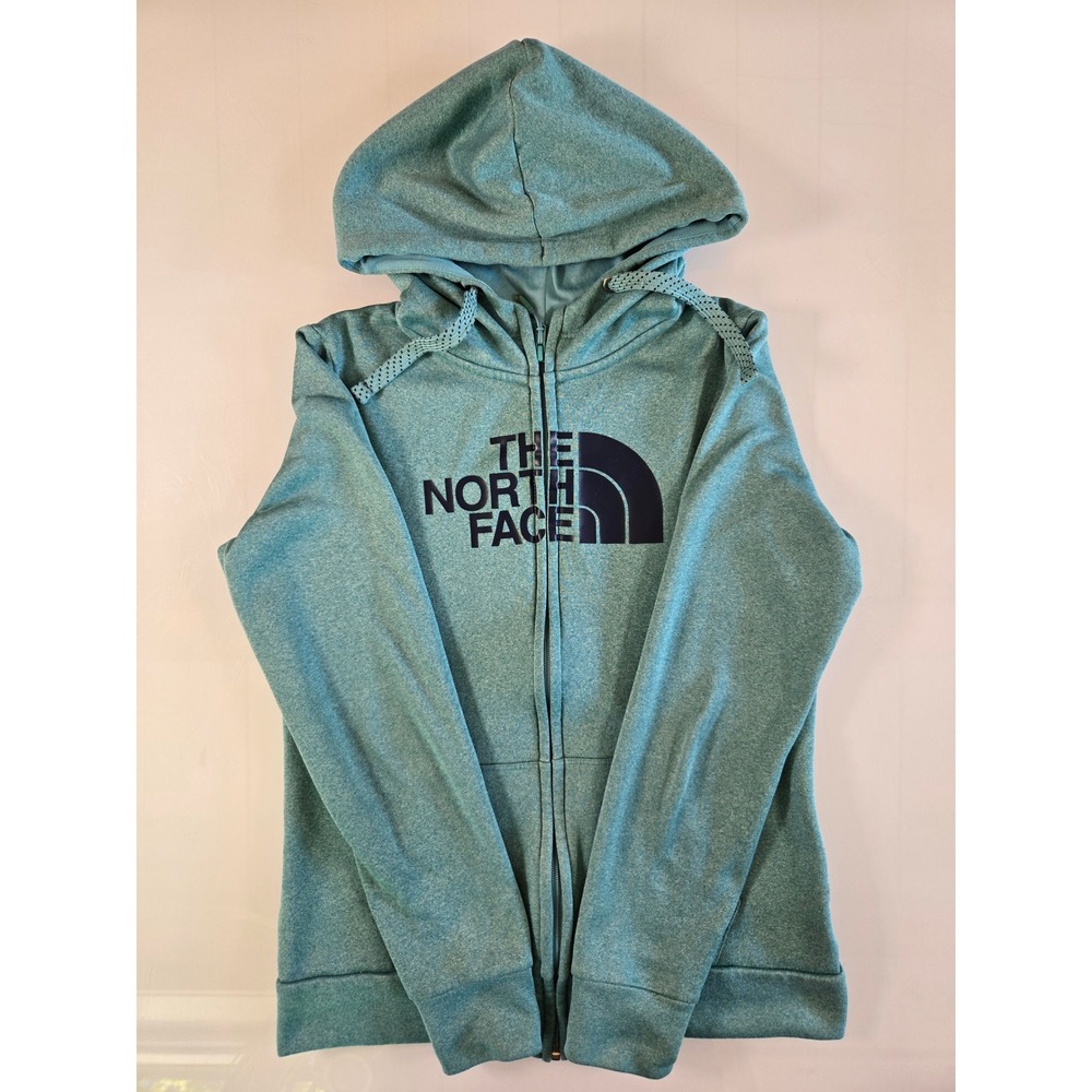 The North Face Womens Teal Green Heathered Full Zip Fleece Hoodie Size S